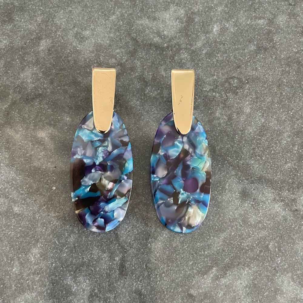 Blue and Purple Marbled Earrings
